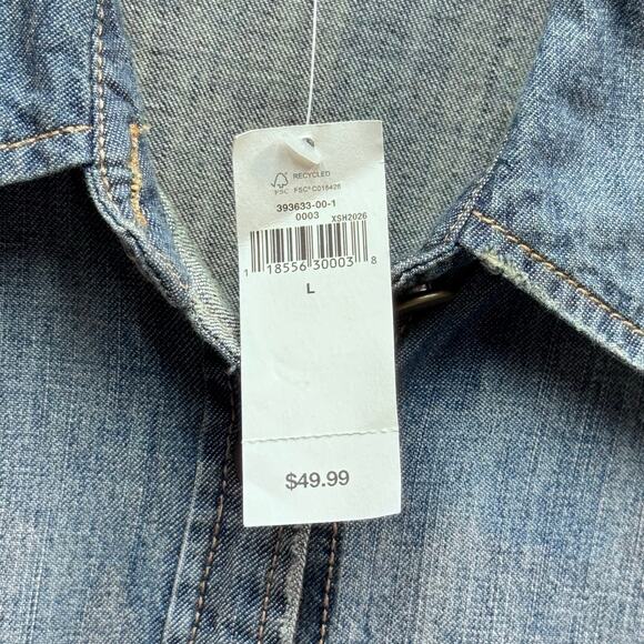 NWT Gap 1969 Women's Blue Denim Long Sleeve Button Up Western Shirt Size Large - Picture 2 of 5